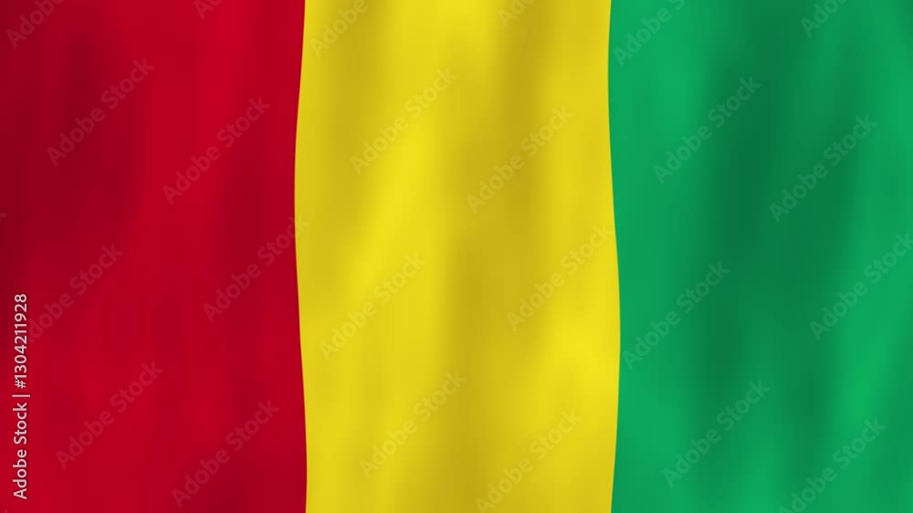Guinea flag country animation 3D symbol design waving in wind movement national patriotism world culture emblem banner republic West Africa stripes red yellow green Guinea flag country animation 3D symbol design waving in wind movement national patriotism world culture emblem banner republic West Africa stripes red yellow green