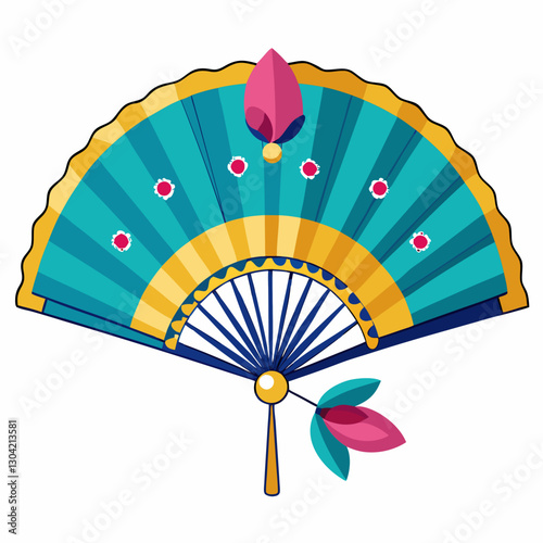 hand painted silk folding fan photo