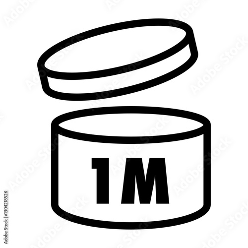 Pao symbol 1m black line color vector isolated on white background. Period after opening icon 10 eps