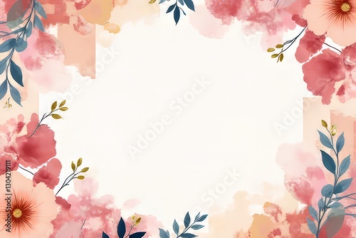 Delicate Floral Watercolor Border Design