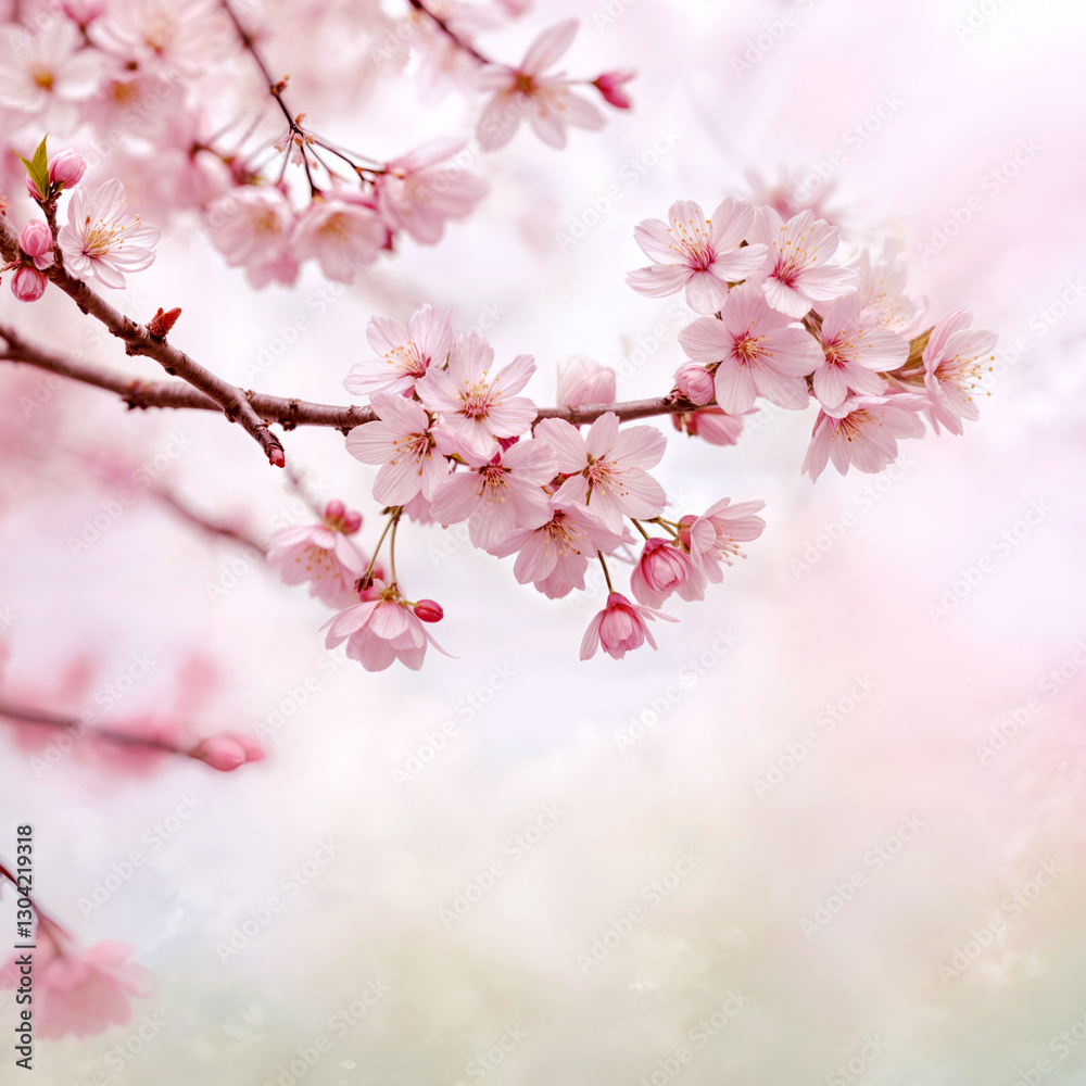 Obraz premium spring landscape featuring cherry blossoms in full bloom.