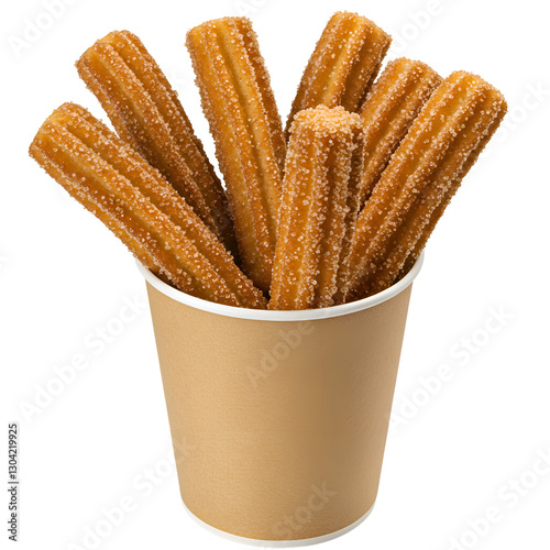Group of freshly fried churros with a crisp, ridged texture, generously coated in a blend of cinnamon and granulated sugar