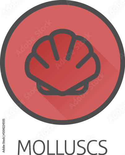 A seashell shell clam mollusc food stylised icon. Possibly an icon for the allergen or allergy or a seafood concept.