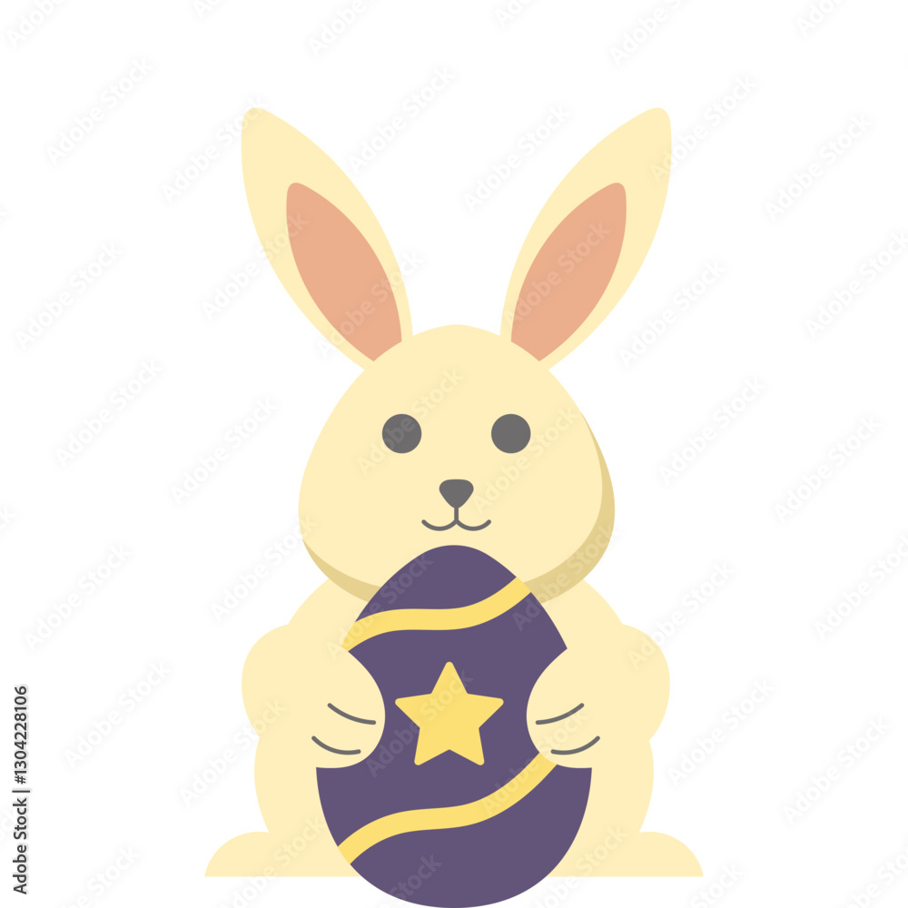 Obraz premium Easter Bunny Hugging Egg Illustration