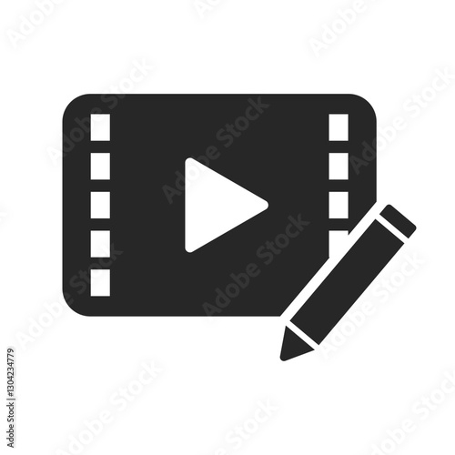 Video editing silhouette icon. Vector.