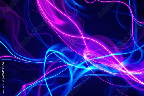 Vivid Neon Light Streaks in Blue and Pink Over a Dark Background