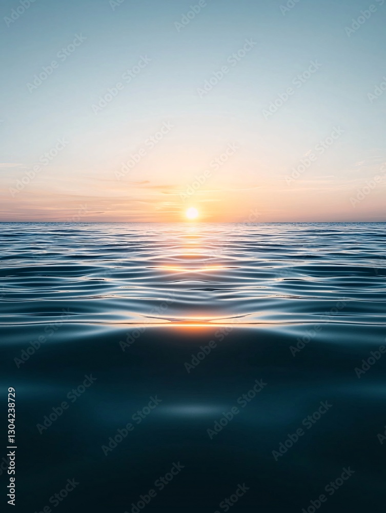 Obraz premium Golden sunset gradient blending into deep ocean blues, capturing the beauty of natureâ€™s color transitions, soft and dreamy lighting, cinematic tones, warm and inviting, perfect balance of light and