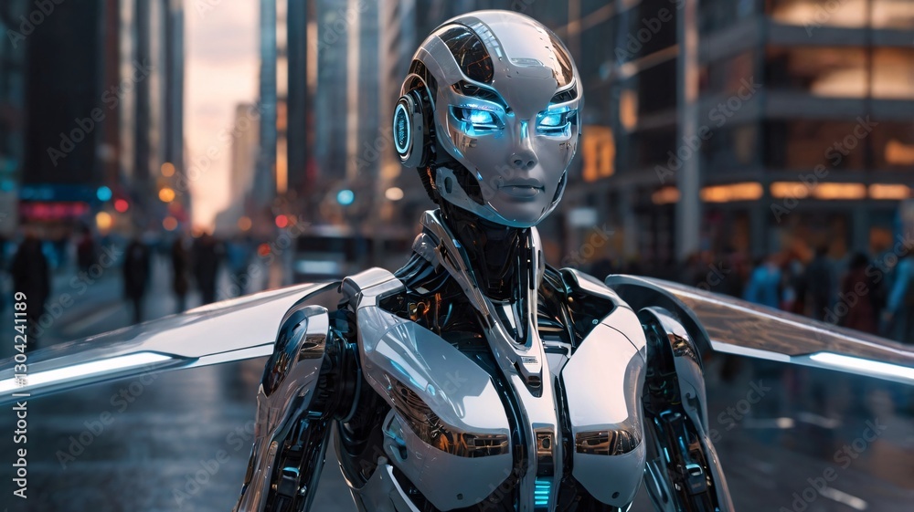 AI humanoid robot in a futuristic smart city AI humanoid robot in a futuristic smart city