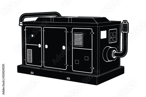 Silhouette of a diesel generator vector art illustration.eps
