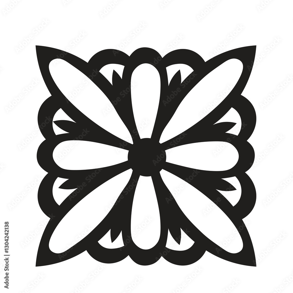 Floral Design A classic black and white floral design element featuring elegant, curved leaves and intricate detailing. Ornamental Perfect for use in decorative borders, logos Floral Design A classic black and white floral design element featuring elegant, curved leaves and intricate detailing. Ornamental Perfect for use in decorative borders, logos
