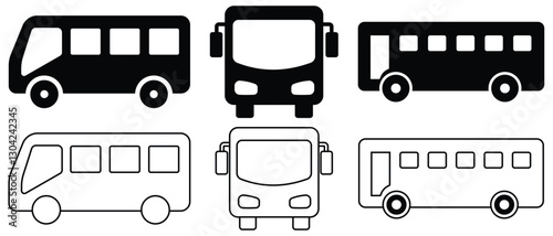 Bus icon vector for web and mobile app. bus sign and symbol. transport symbol. Bus icon set. Transport symbol in linear style. Vector illustration