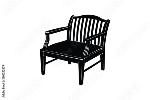 Silhouette of a wooden armchair with cushioned seat vector art illustration.eps