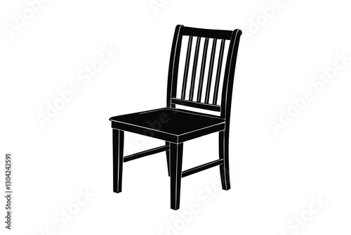 Silhouette of a wooden dining chair with woven seat vector art illustration.eps