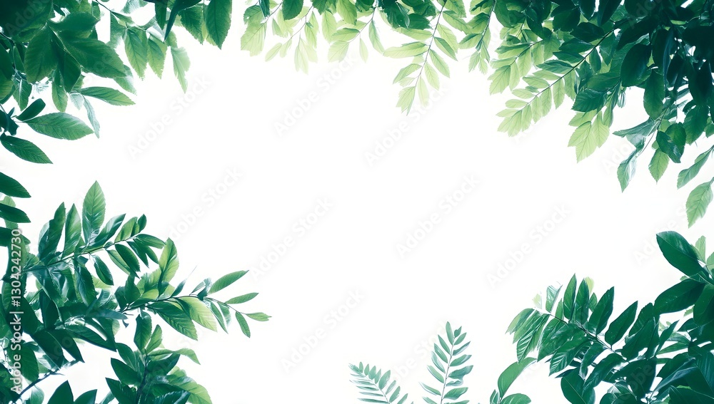 Naklejka premium Lush green leaves frame