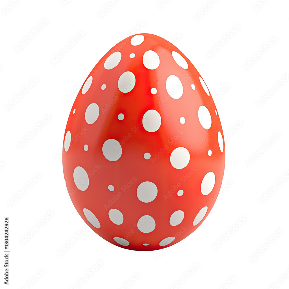 Bright Red Egg with White Polka Dots, Easter Decor, Colorful Spring Celebration, Festive Holiday Decoration, Fun Seasonal Element Bright Red Egg with White Polka Dots, Easter Decor, Colorful Spring Celebration, Festive Holiday Decoration, Fun Seasonal Element