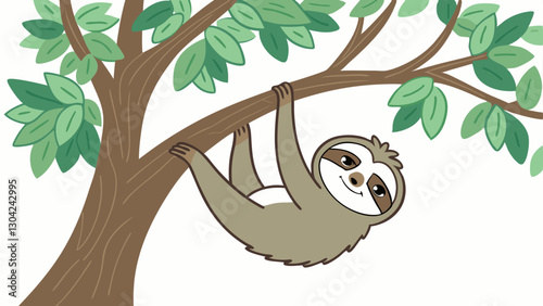 A lazy sloth hanging from a tree