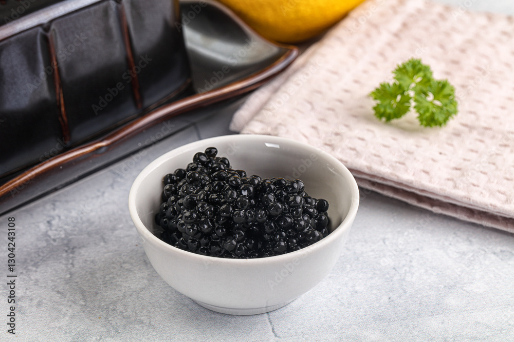 black sturgeon caviar in the bowl black sturgeon caviar in the bowl