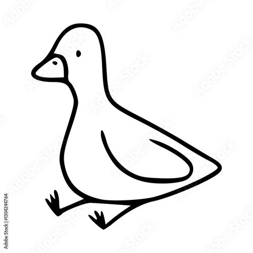 outline drawing of a funny duck