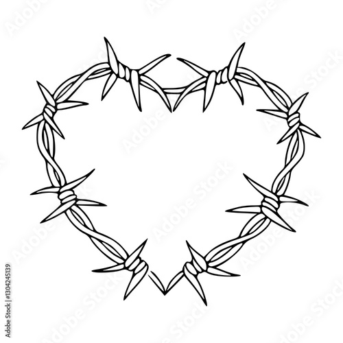 barbed wire heart line art
