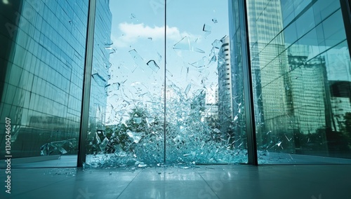 Shattered Glass in Urban Office (1)