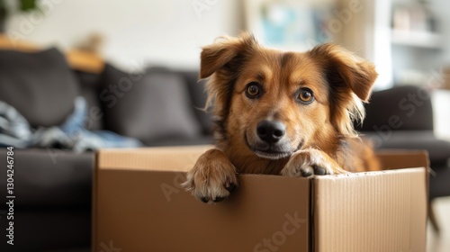 A dog excitedly exploring its new home for the first time