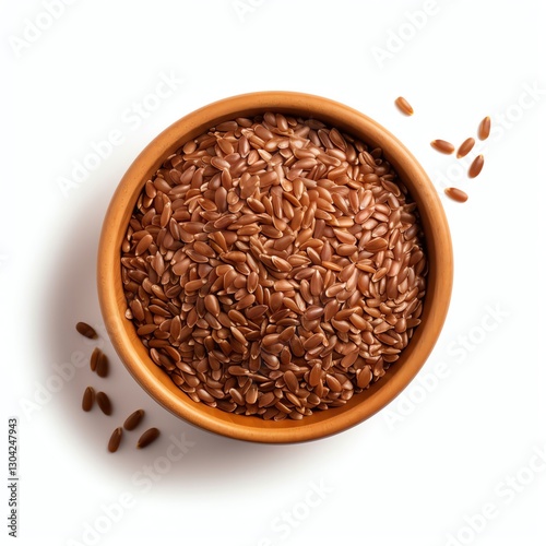 Clean, professional product photo of flaxseeds on a pure white background. Perfect for e-commerce, ads, and healthy food promotions. High-quality detail