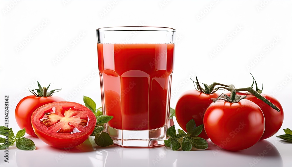 Tomato juice and tomato on a white background Tomato juice and tomato on a white background