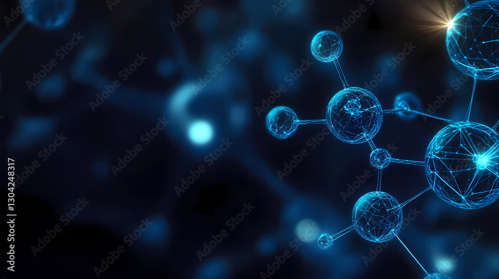 Obraz premium Futuristic molecular structure with glowing particles