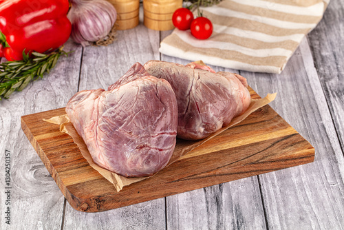 Uncooked raw fresh pork heart