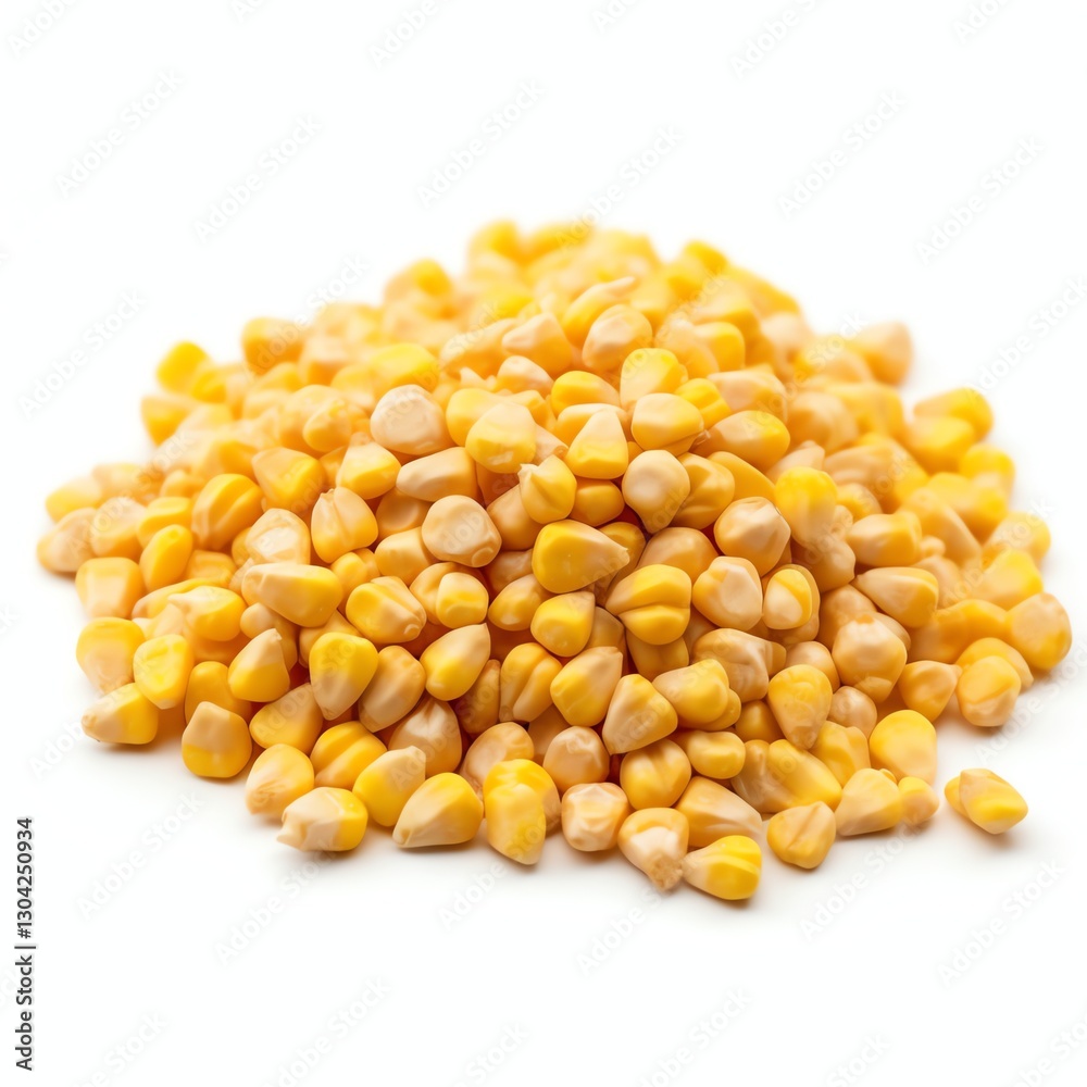 Clean, professional photo of dried corn kernels on a white background. Perfect for food blogs, ads, and product packaging. High-quality and detailed. Clean, professional photo of dried corn kernels on a white background. Perfect for food blogs, ads, and product packaging. High-quality and detailed.