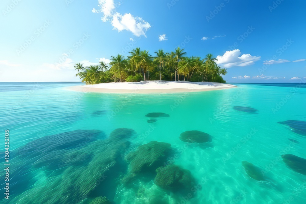 Pristine Tropical Island Paradise with Crystal-Clear Waters Pristine Tropical Island Paradise with Crystal-Clear Waters
