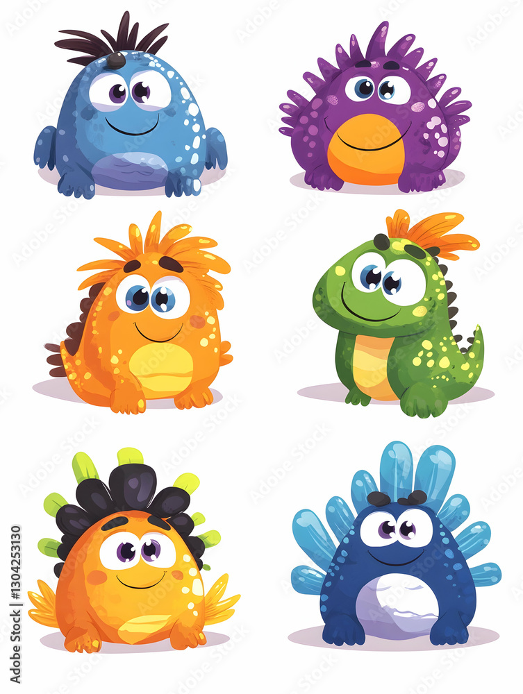 Cute Monsters in a Row Cute Monsters in a Row