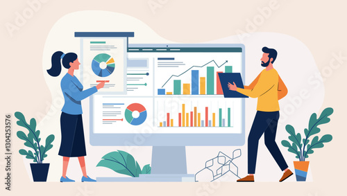 Market Researcher Analyzing Statistical Data to Gain Customer Insights