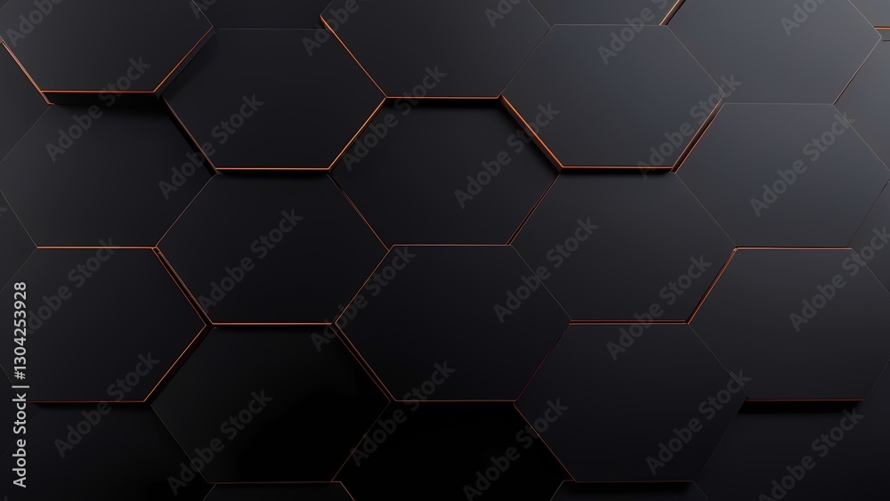 Hexagonal patterns in modern design abstract background digital art dark environment creative viewpoint visual concept