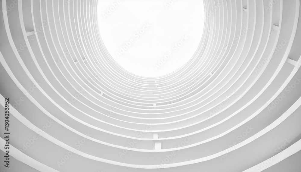 Obraz premium abstract white architectural vortex with curved layered lines, modern minimal design, futuristic symmetry, dynamic perspective