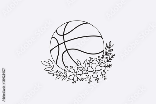 Tableau sur toile Basketball with Floral Arrangement Design VECTOR