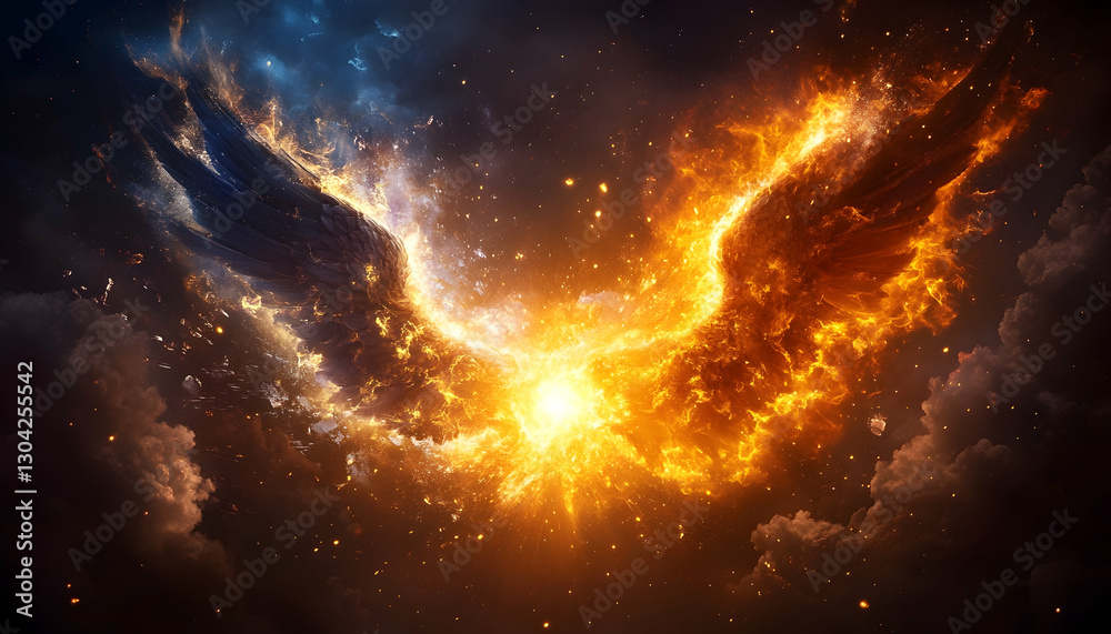 Obraz premium Fiery Wings Against Storm Clouds