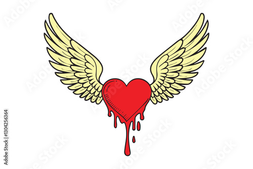 Heart with Angel Wings Design VECTOR