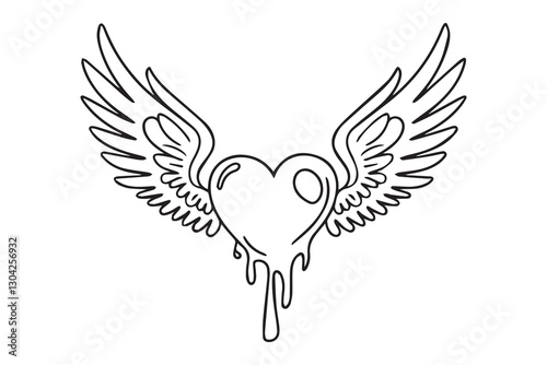 Heart with Angel Wings Design VECTOR