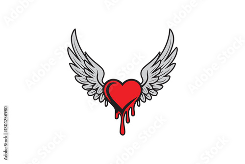Heart with Angel Wings Design VECTOR