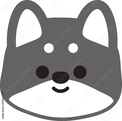 にっこり笑うシンプルな黒柴のイラスト