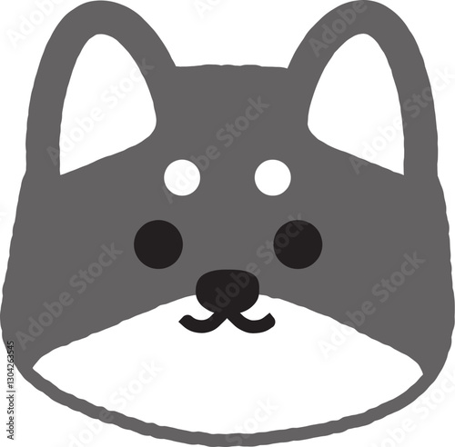 シンプルな黒柴の顔のイラスト