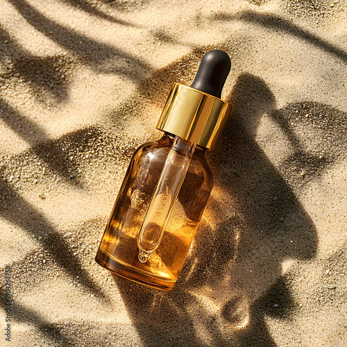 Luxe Naturals – 4K Cosmetic Dropper Bottle on Sandy Beach