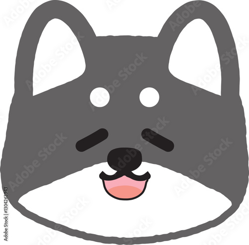 穏やかな顔をしているシンプルな黒柴のイラスト