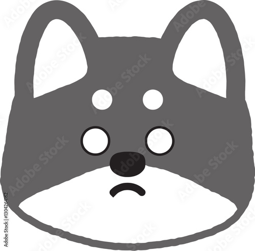 ちょっと怒ってるシンプルな黒柴のイラスト