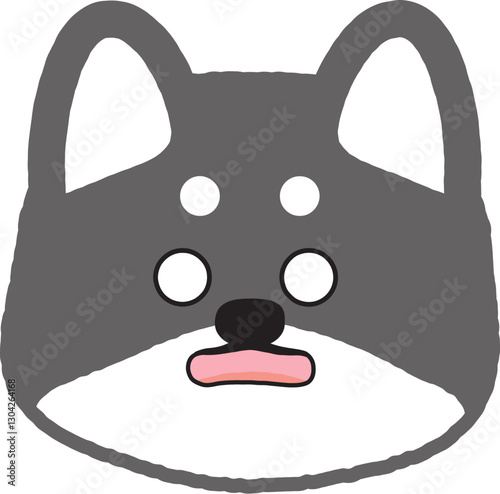 呆然顔のシンプルな黒柴のイラスト