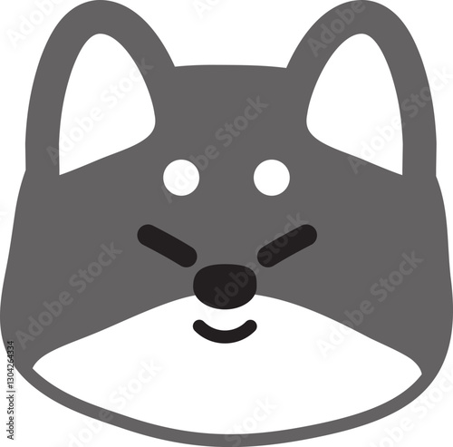 イタズラっぽいかわいい黒柴のイラスト