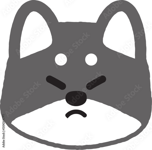 怒ってるかわいい黒柴のイラスト