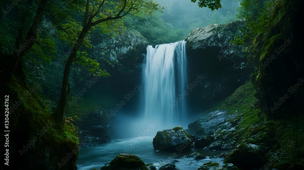 Slow shutter speed waterfall scene serene forest background nature wallpaper tranquil environment captivating viewpoint Slow shutter speed waterfall scene serene forest background nature wallpaper tranquil environment captivating viewpoint