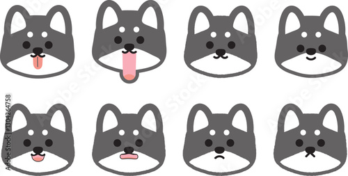 かわいい黒柴の表情イラストセット